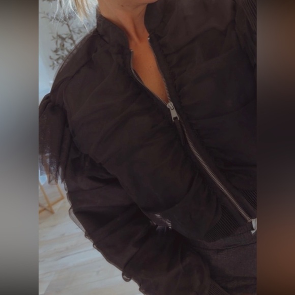 Anthropologie Black Appliqué Bomber Jacket - Picture 6 of 9